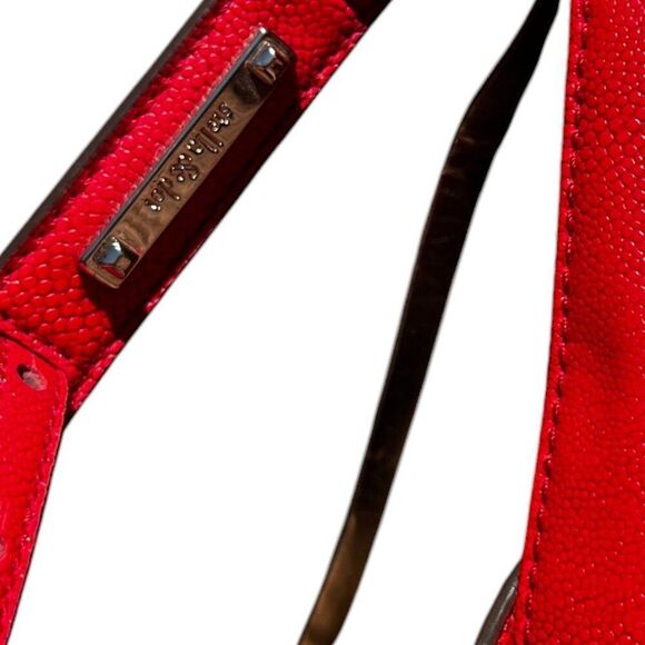 Stella & Dot Crossbody Red Pebbled Expanding Bag Envelope Clutch Purse - Picture 4 of 8